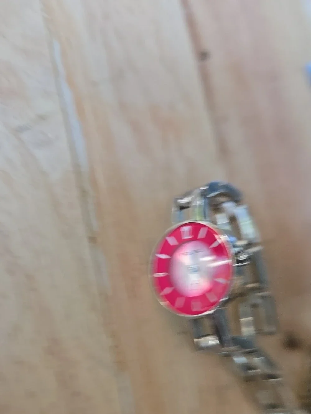 Fossil Silver Link Watch with Bright Pink Dial